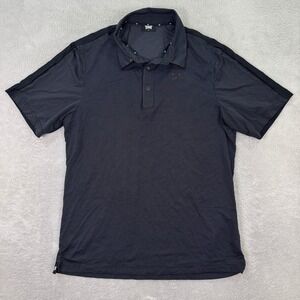 PXG Parsons Xtreme Golf Mens Medium Micro Dot Polo Shirt Black Geometric Print